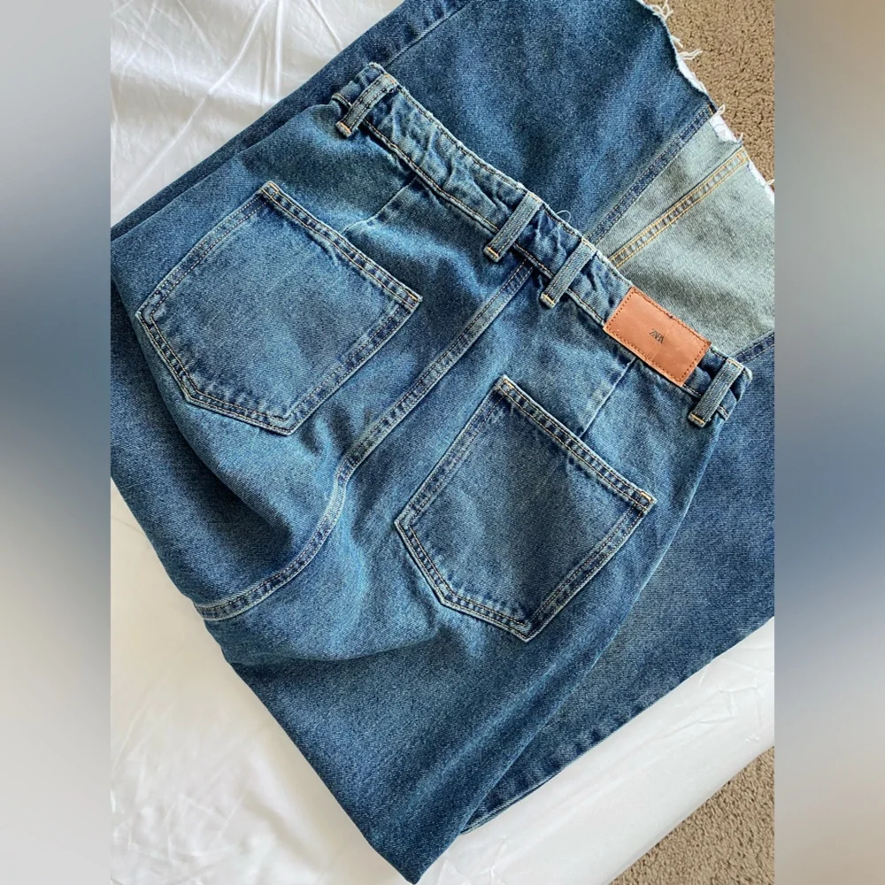 Zara set Long front Slit Denim High waist Skirt & Jacket Indigo Dark Blue S NWT - Picture 13 of 16